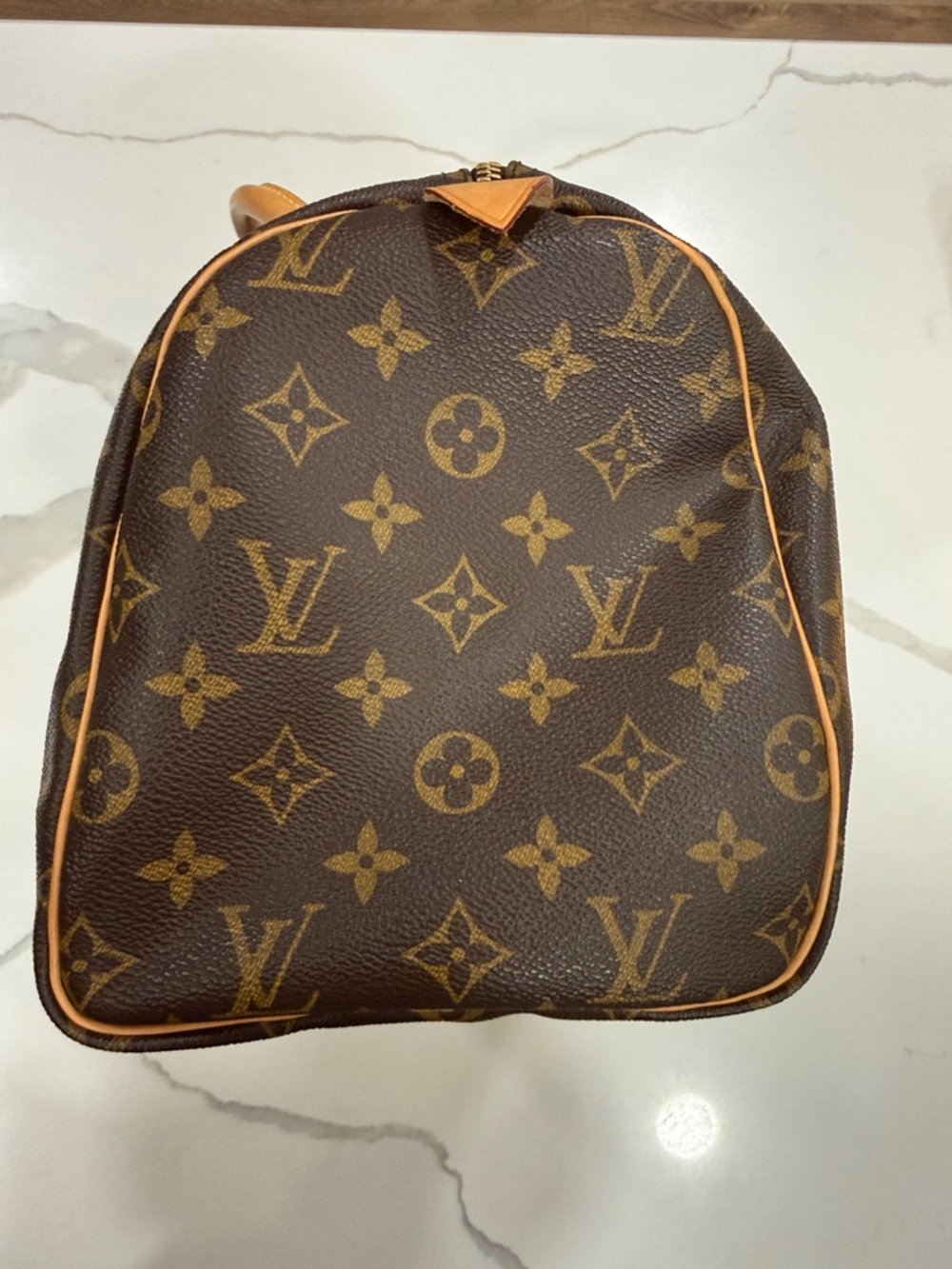 Louis Vuitton Brown Monogram Satchel with Tan Leather Handles - Picture 13 of 16